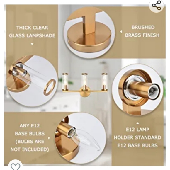 Pomitos 3 light vanity light brushed gold - Picture 4 of 5